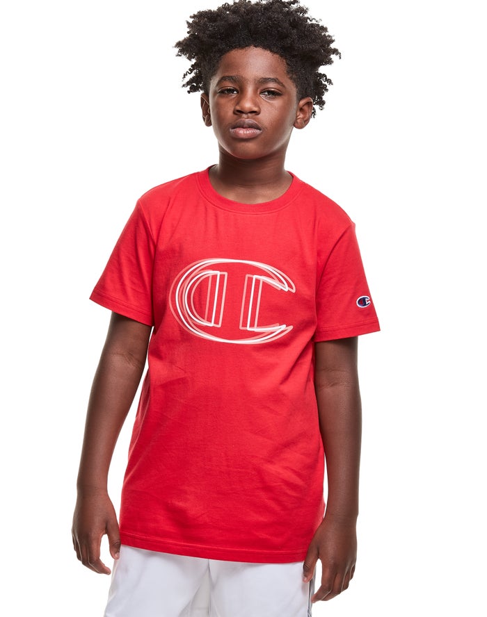 Champion Vibrating C Logo T-Shirt Jongens - Rood - Belgie 0412IZRES